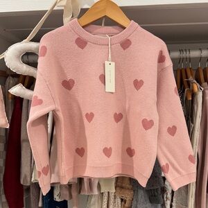 Quincy Mae Pink Heart Pattern Sweater